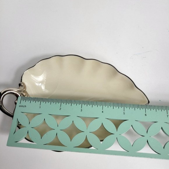 Lenox Candy Trinket Jewelry Dish Leaf With Silver Trim Vintage USA Home Decor - Picture 8 of 16